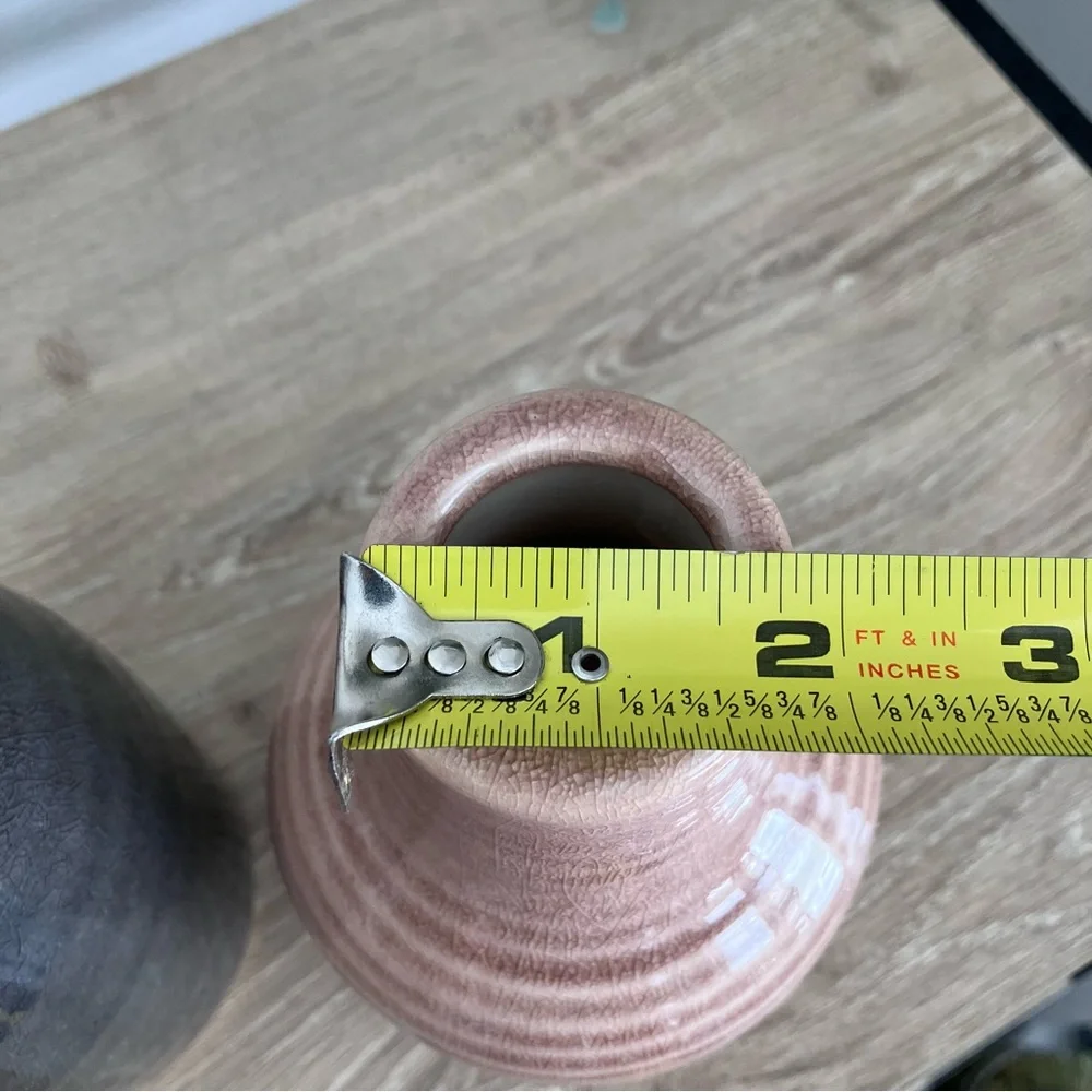 Crate & Barrel Patine Bud Vase Set Of 2 Gray Pink Flower Ceramic Home Decor
